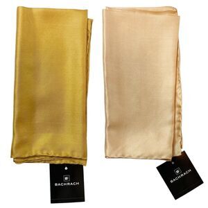 Bachrach‎ Handkerchief Set of 2 Vintage 90s 100% Silk Hand Rolled Deadstock